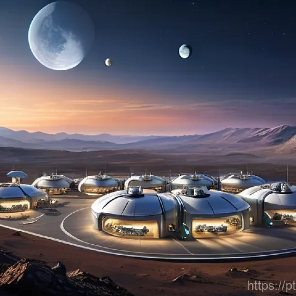 우주 식민지와 우주 법의 발전 방향 - **A Thriving Lunar Frontier: Private Enterprise in the New Space Race**
A wide-angle, photoreali...