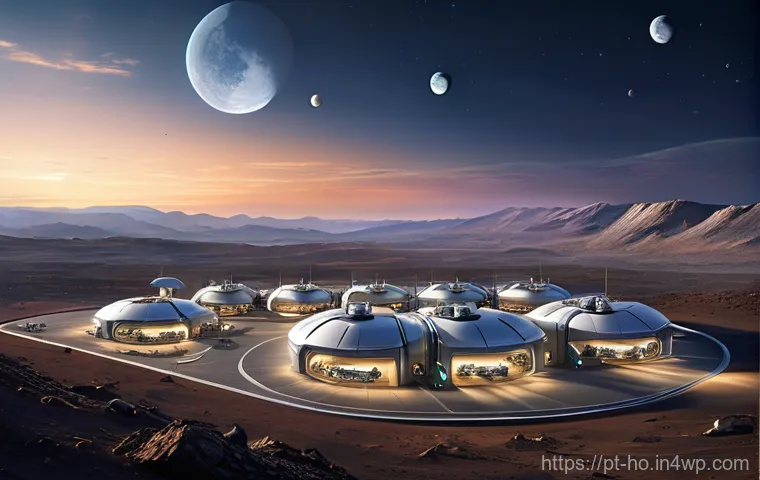 우주 식민지와 우주 법의 발전 방향 - **A Thriving Lunar Frontier: Private Enterprise in the New Space Race**
A wide-angle, photoreali...