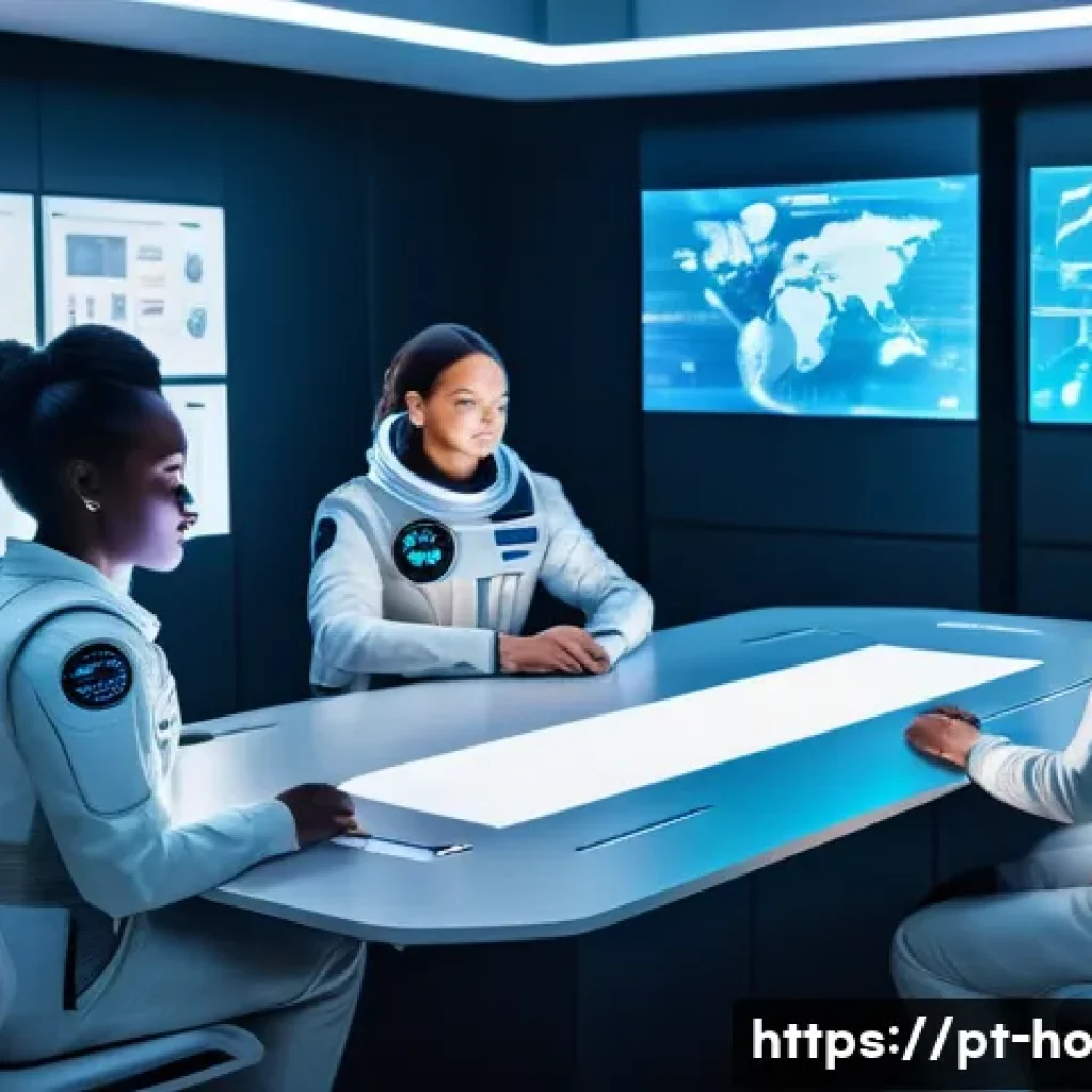 우주 식민지에서의 사회적 책임과 윤리적 정당성 - A futuristic space colony interior scene illustrating ethical governance and human rights protection...